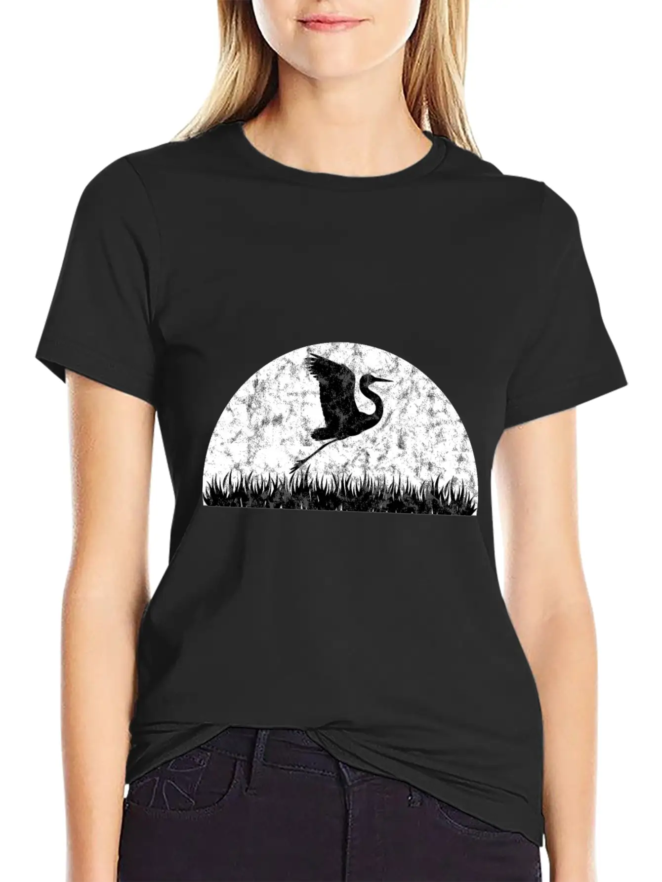Kranich Japan Heron Herons Comfortable Minimalist Graphic Tee – Summer Style Essential