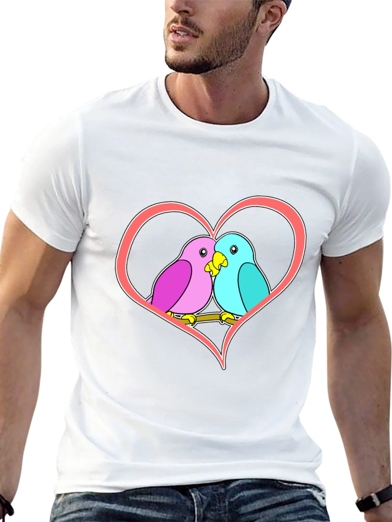 Love Birds Heart Graphic T-Shirt