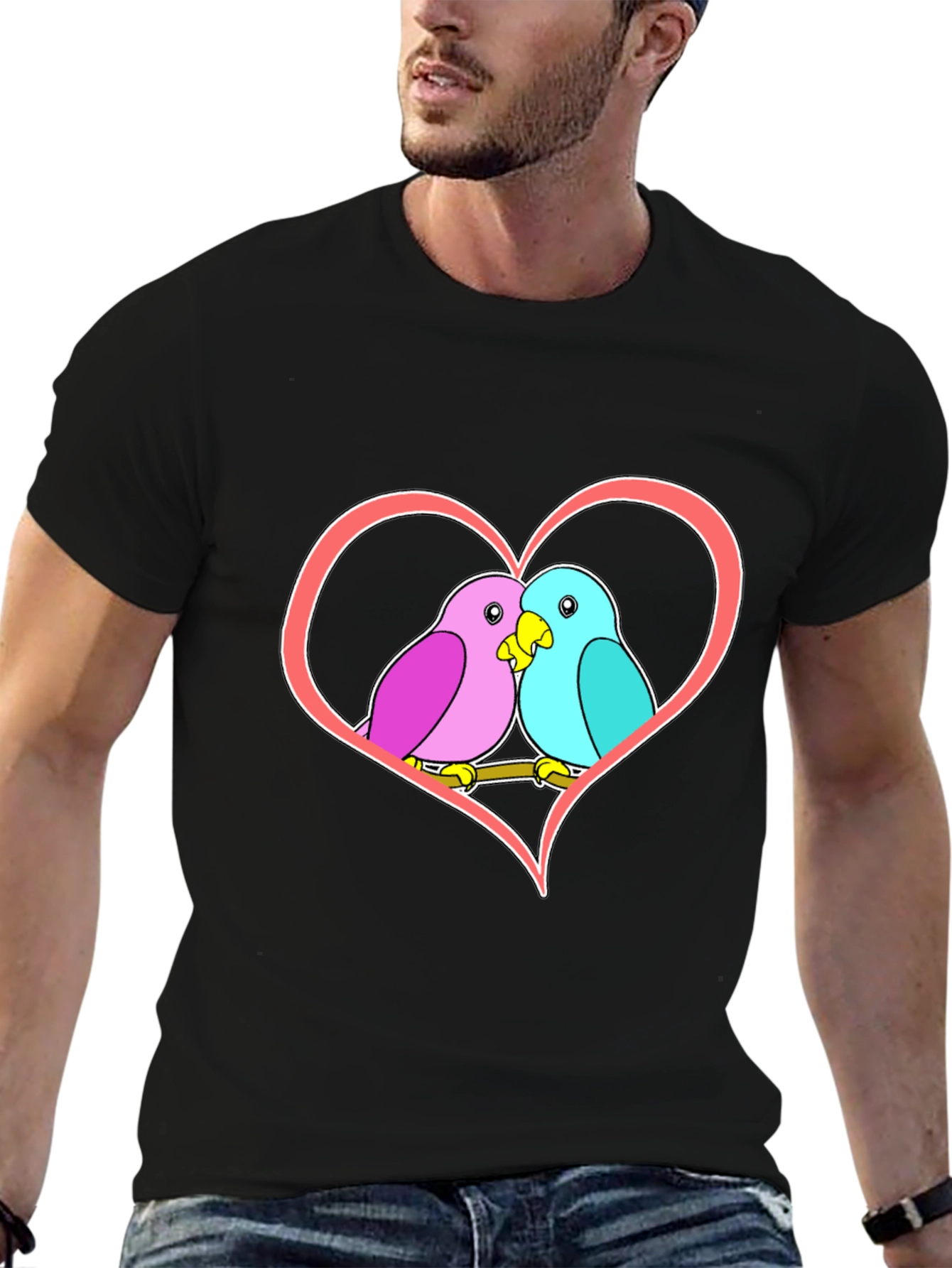 Love Birds Heart Graphic T-Shirt