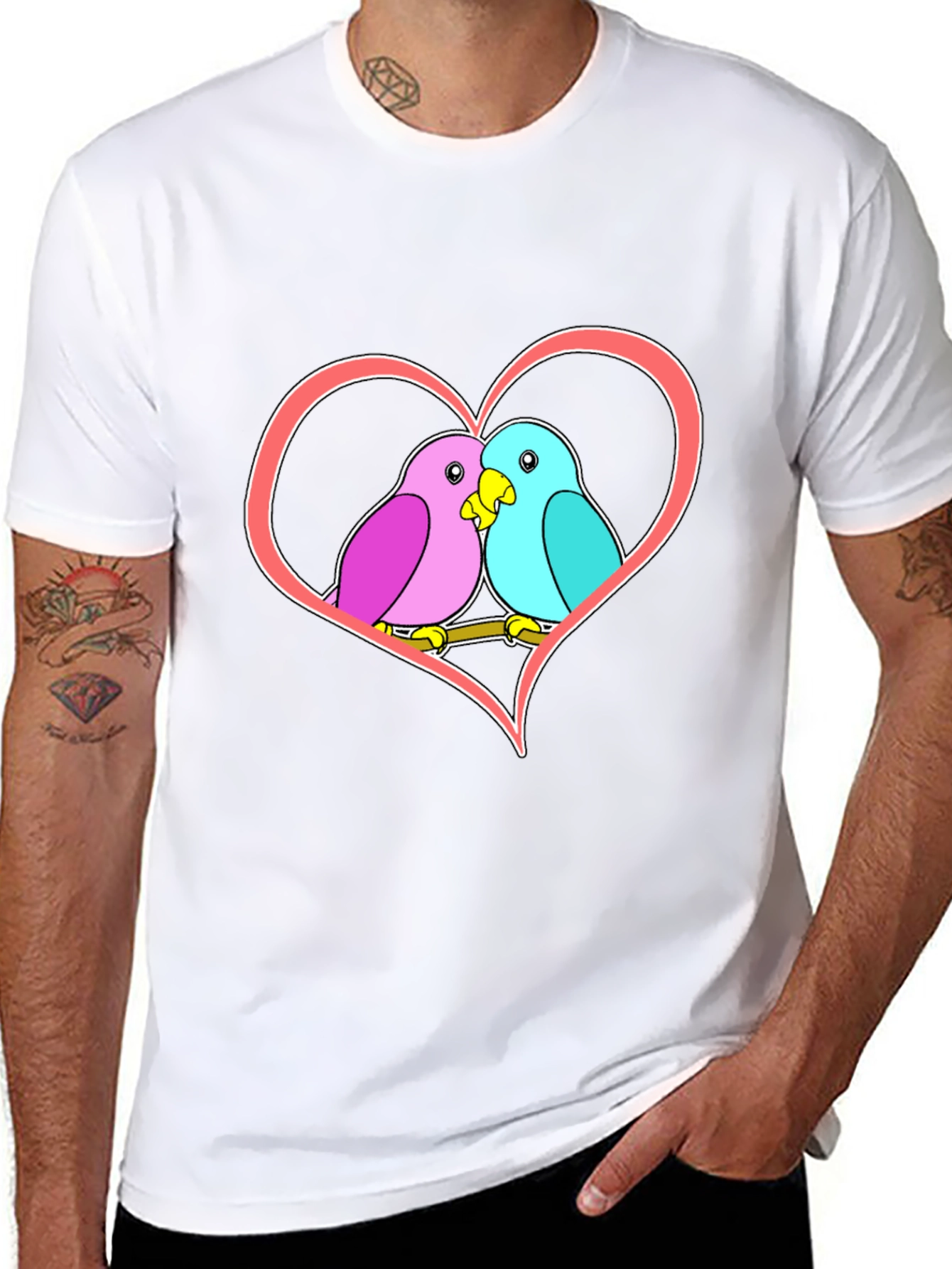 Love Birds Heart Graphic T-Shirt