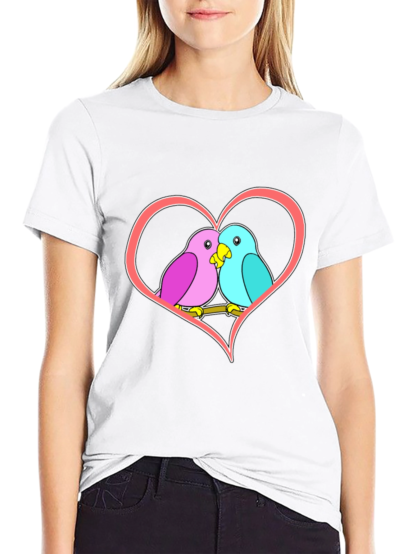 Love Birds Heart Graphic T-Shirt