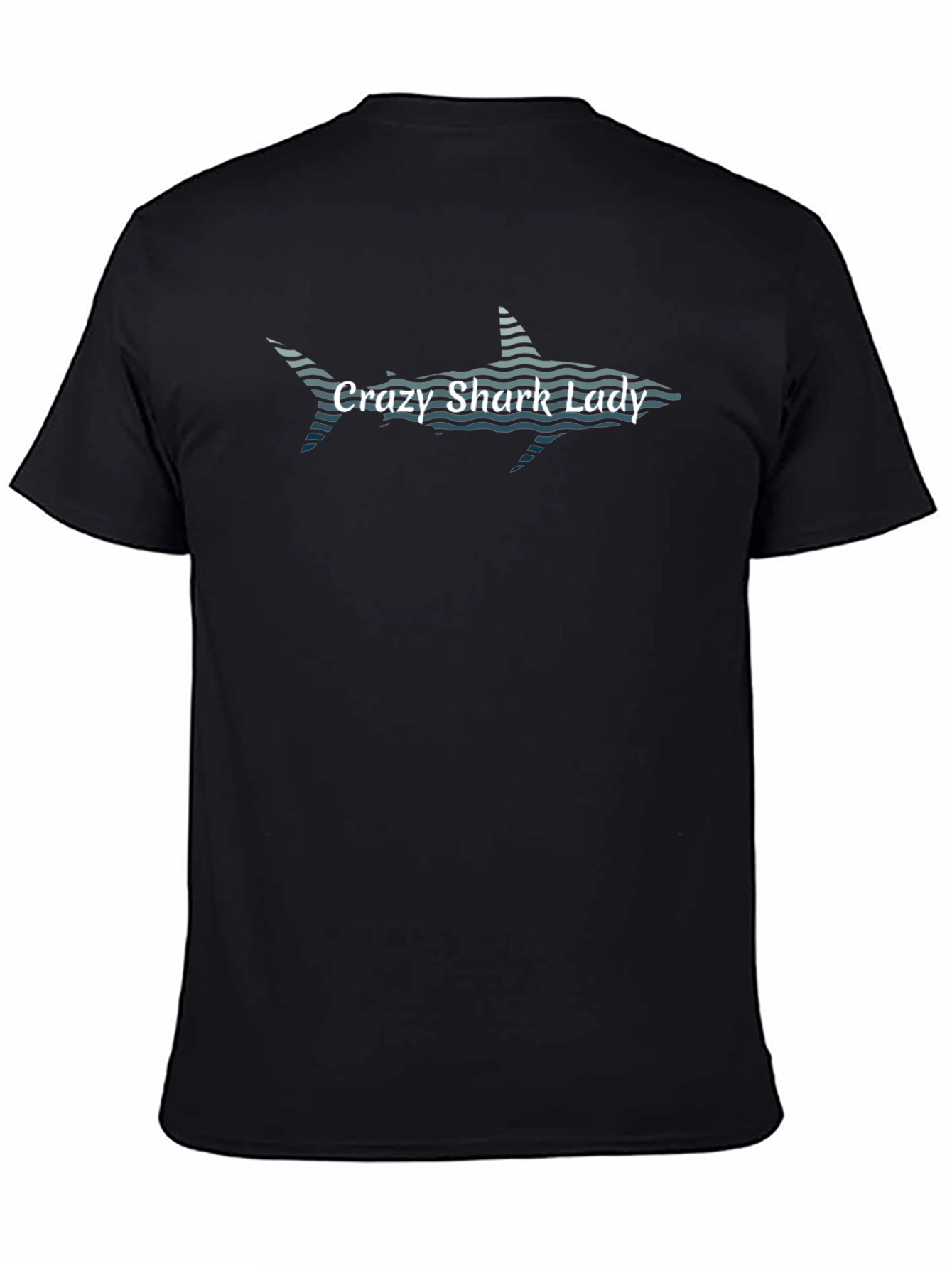 Crazy Shark Lady Black T-Shirt