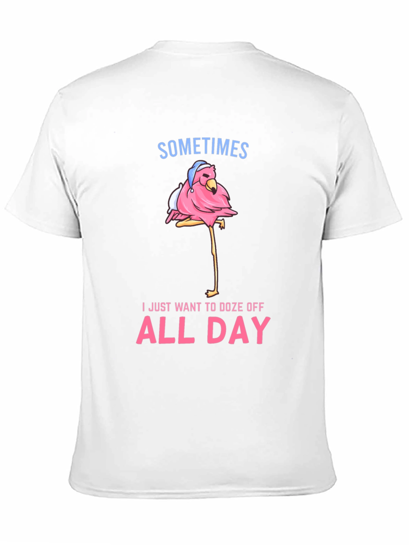 Funny Flamingo Doze Off All Day Graphic Tee