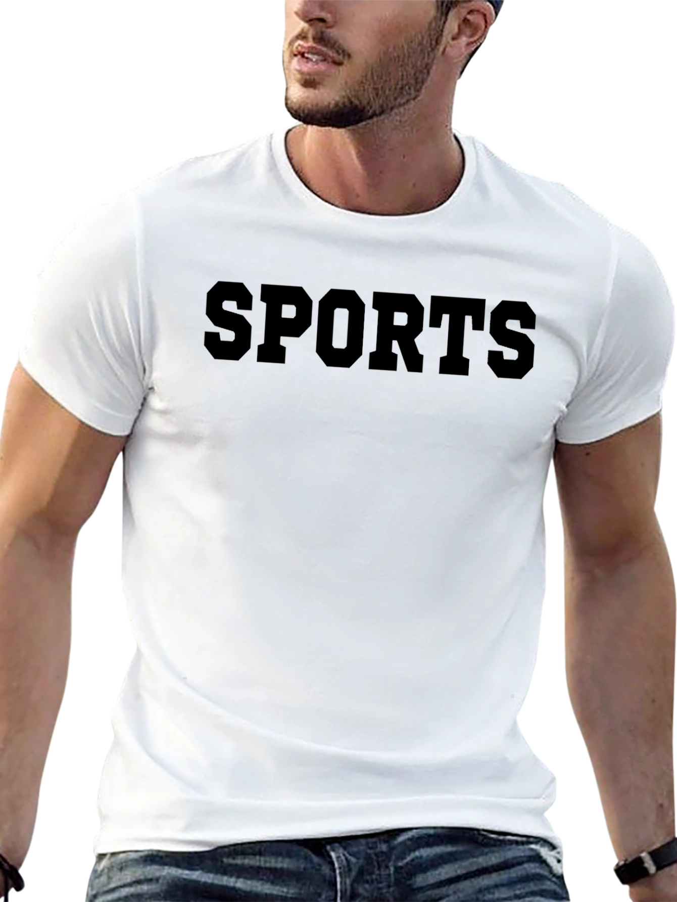 SPORTS Graphic T-Shirt - Black Crew Neck Tee