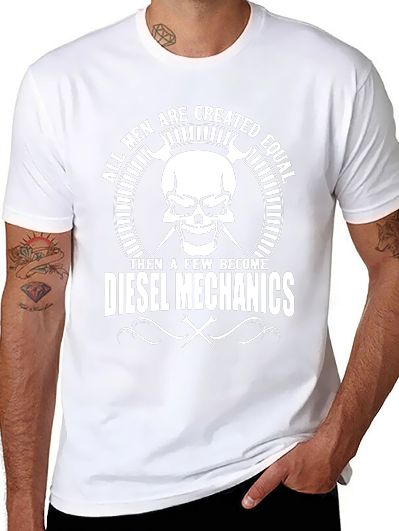 Diesel Mechanics Skull Graphic T-Shirt - Black
