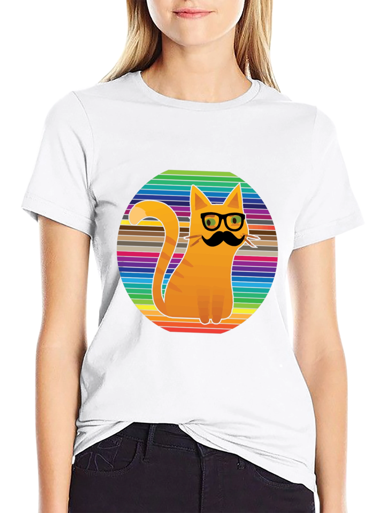 Cool Cat Tee - Striped Background