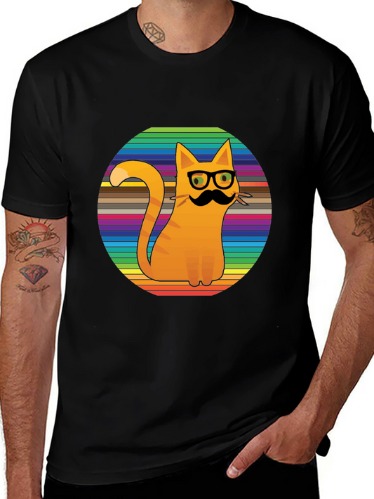 Cool Cat Tee - Striped Background