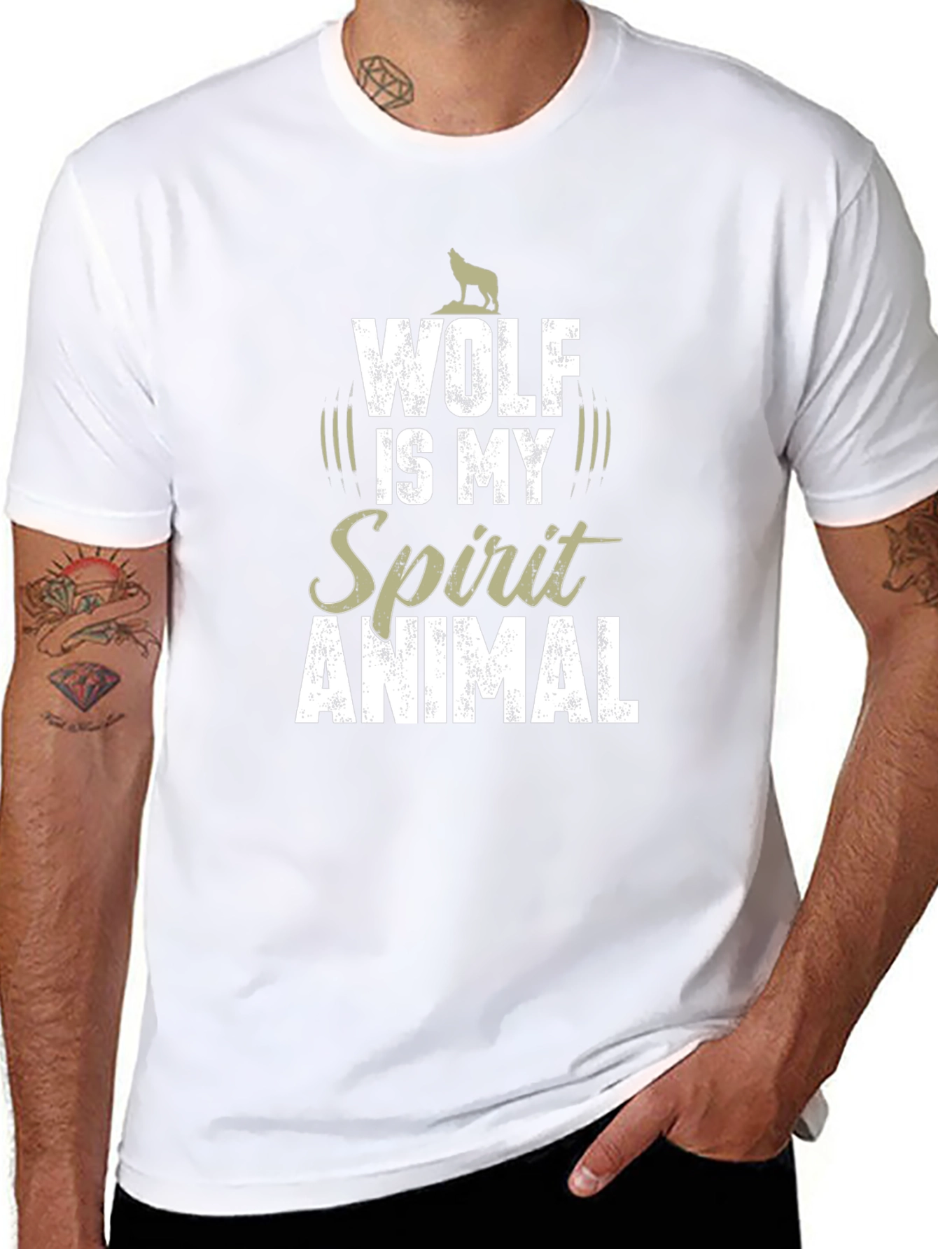 Wolf Spirit Animal Graphic T-Shirt - Black