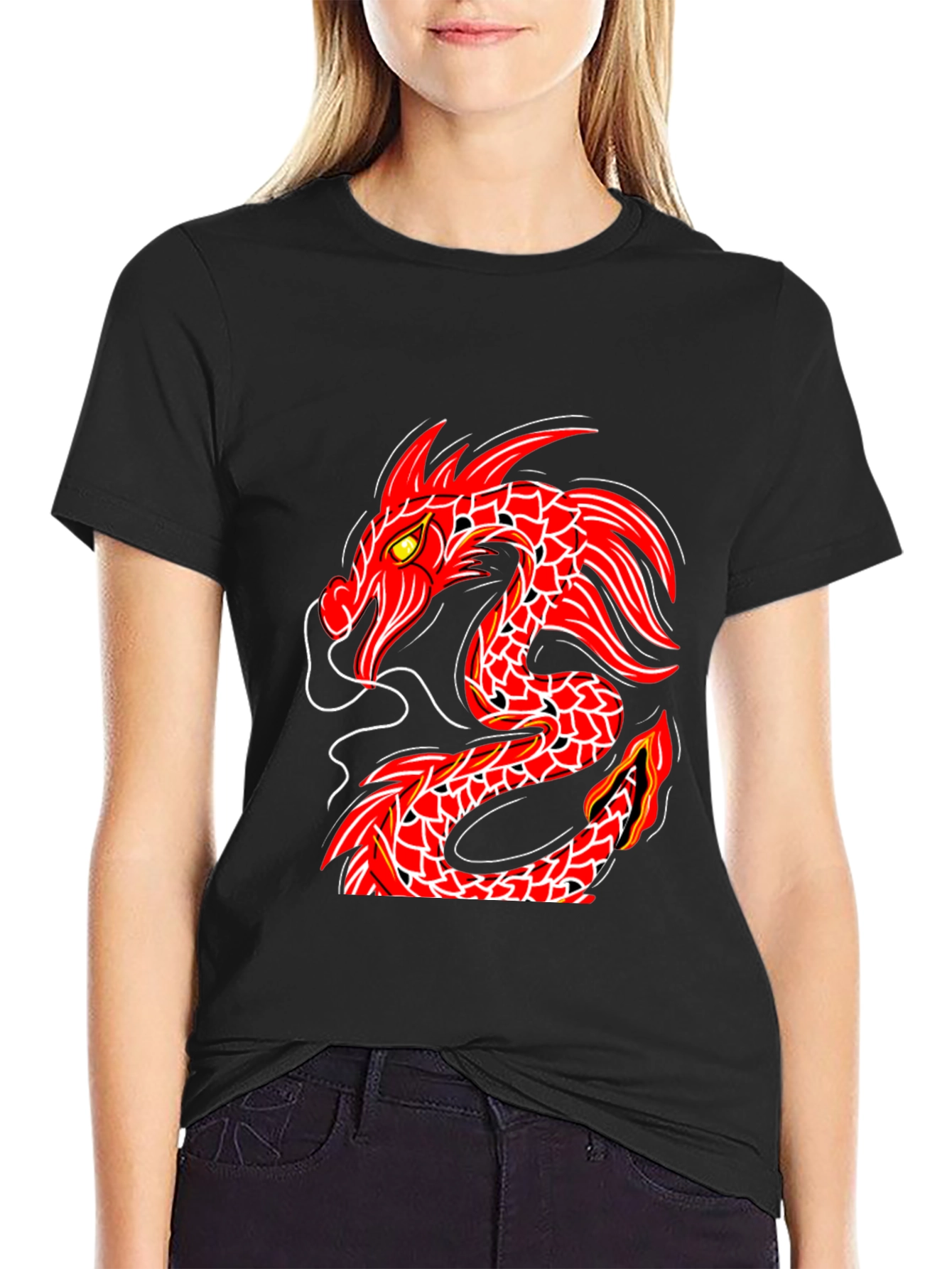 Red Dragon Graphic Black T-Shirt