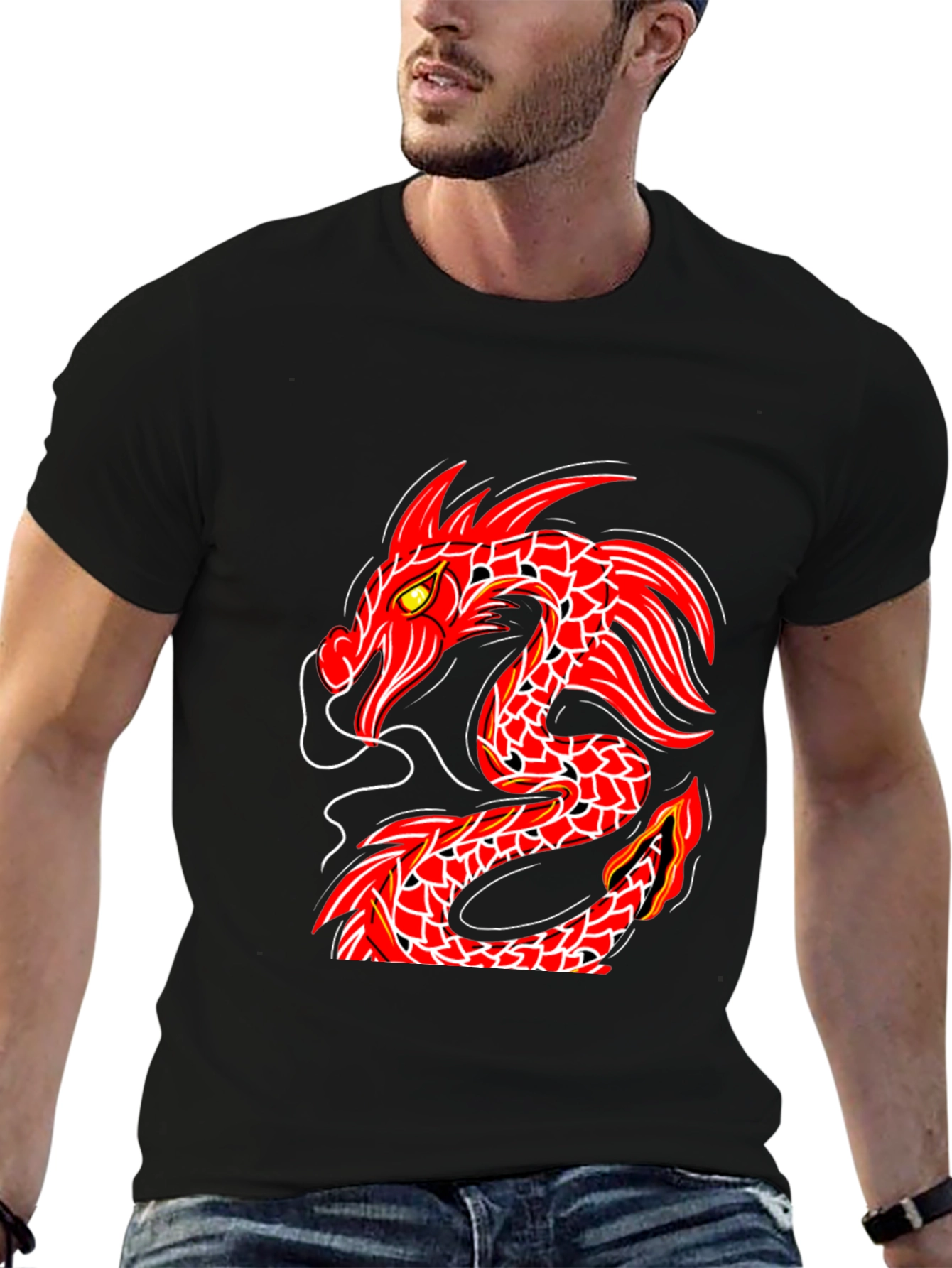 Red Dragon Graphic Black T-Shirt