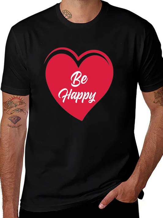 Be Happy Heart T-Shirt - Stylish Graphic Tee