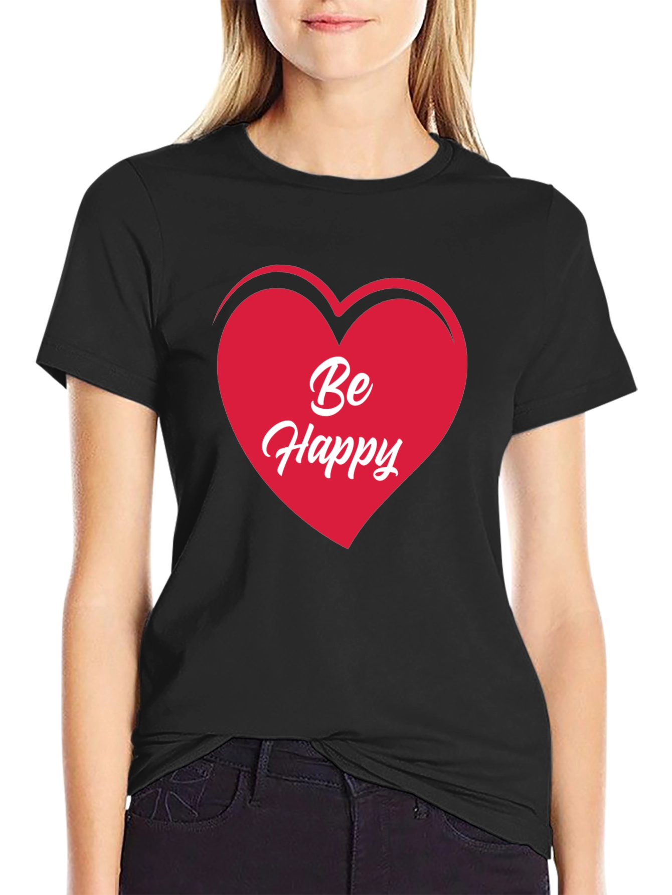 Be Happy Heart T-Shirt - Stylish Graphic Tee