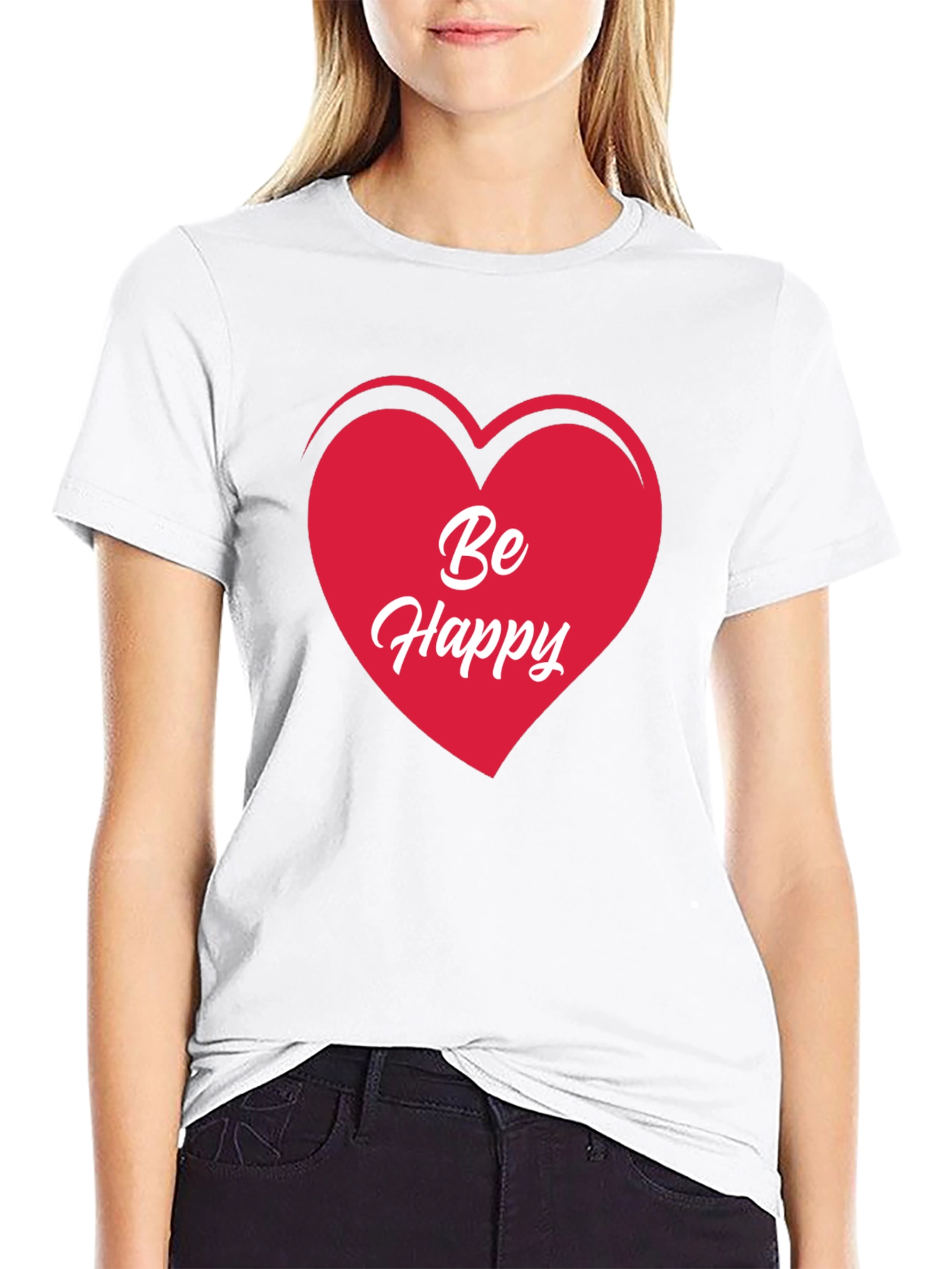 Be Happy Heart T-Shirt - Stylish Graphic Tee