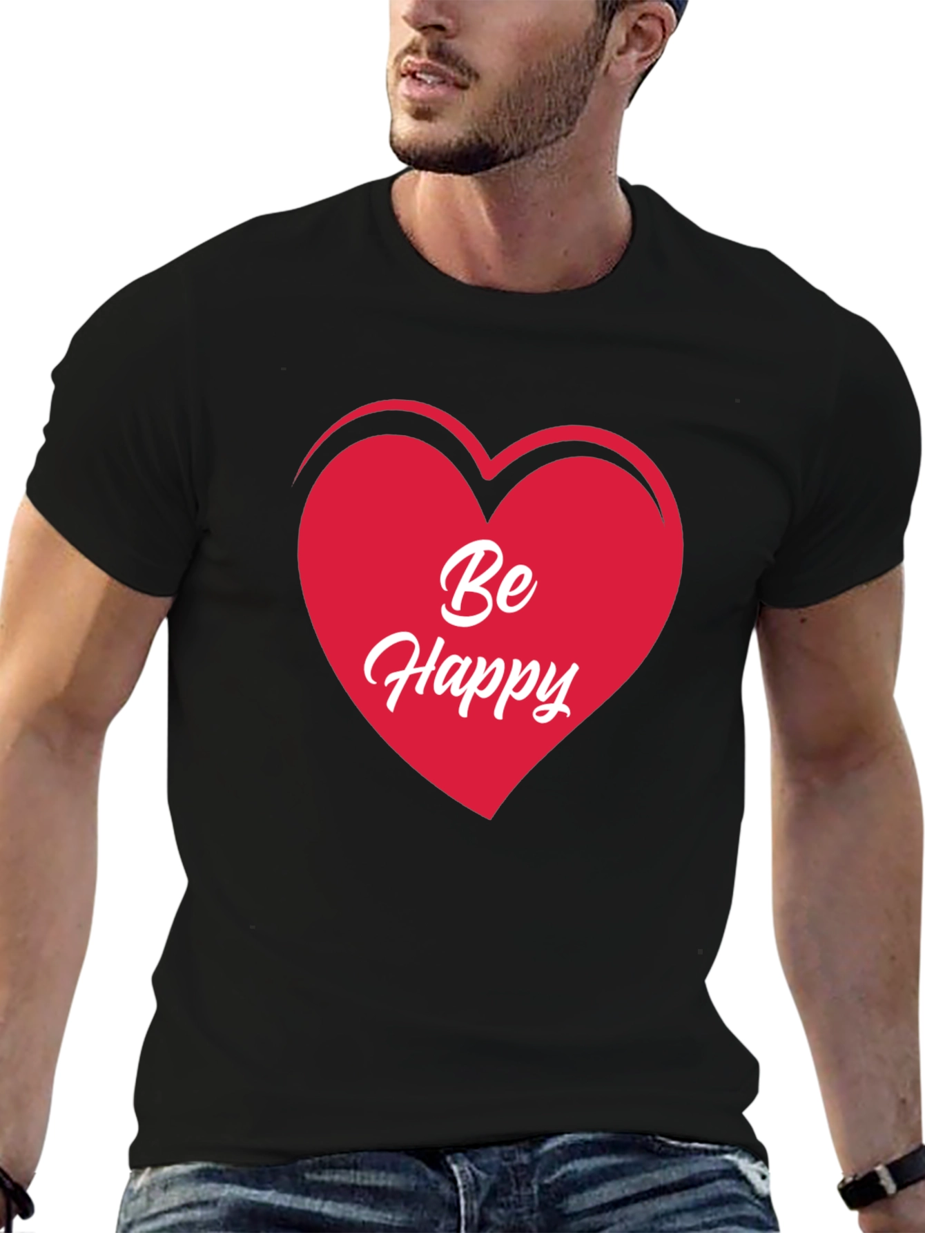 Be Happy Heart T-Shirt - Stylish Graphic Tee