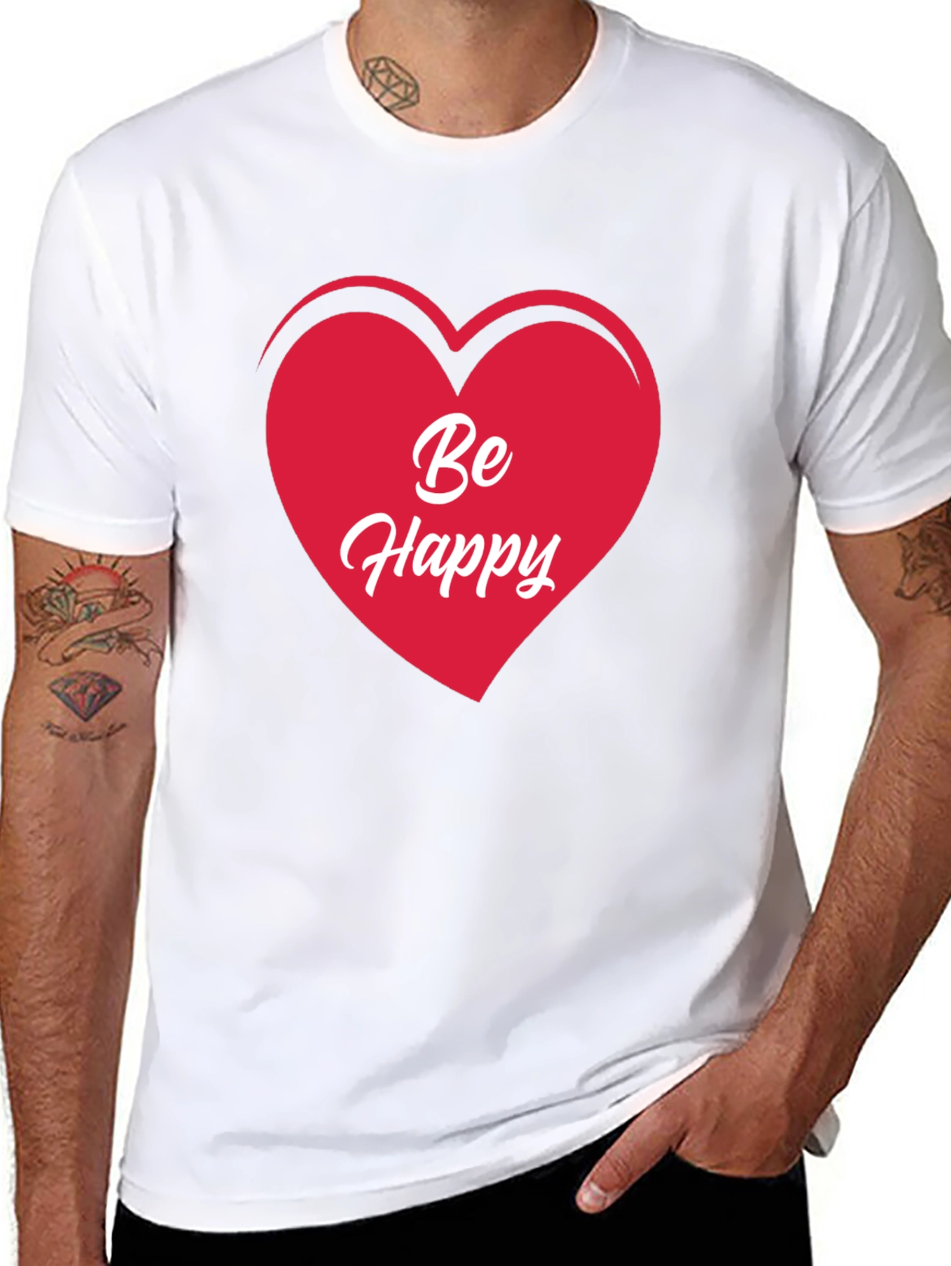 Be Happy Heart T-Shirt - Stylish Graphic Tee