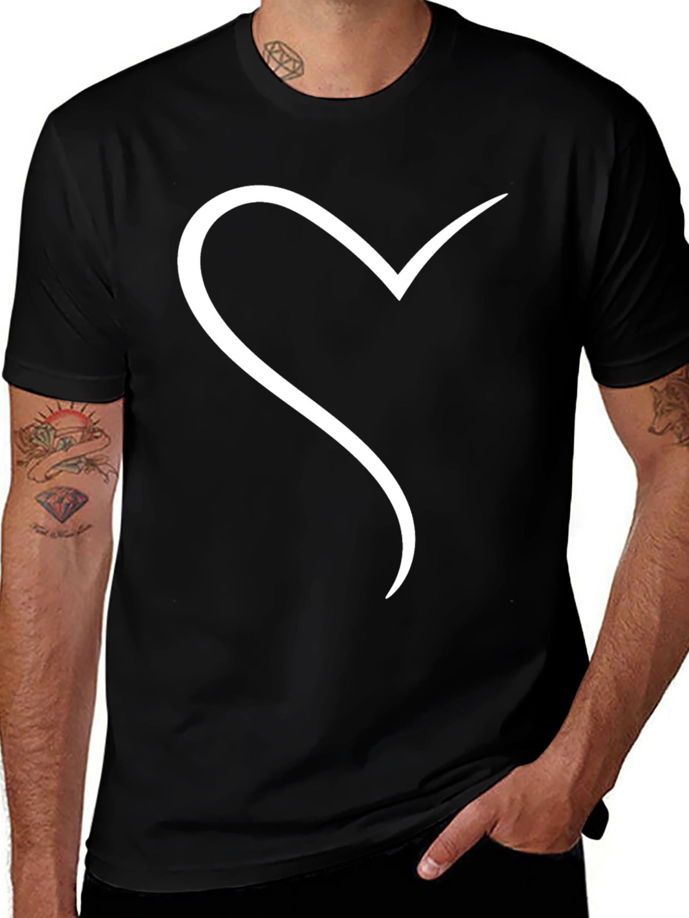 Heart Line Art Black Tee