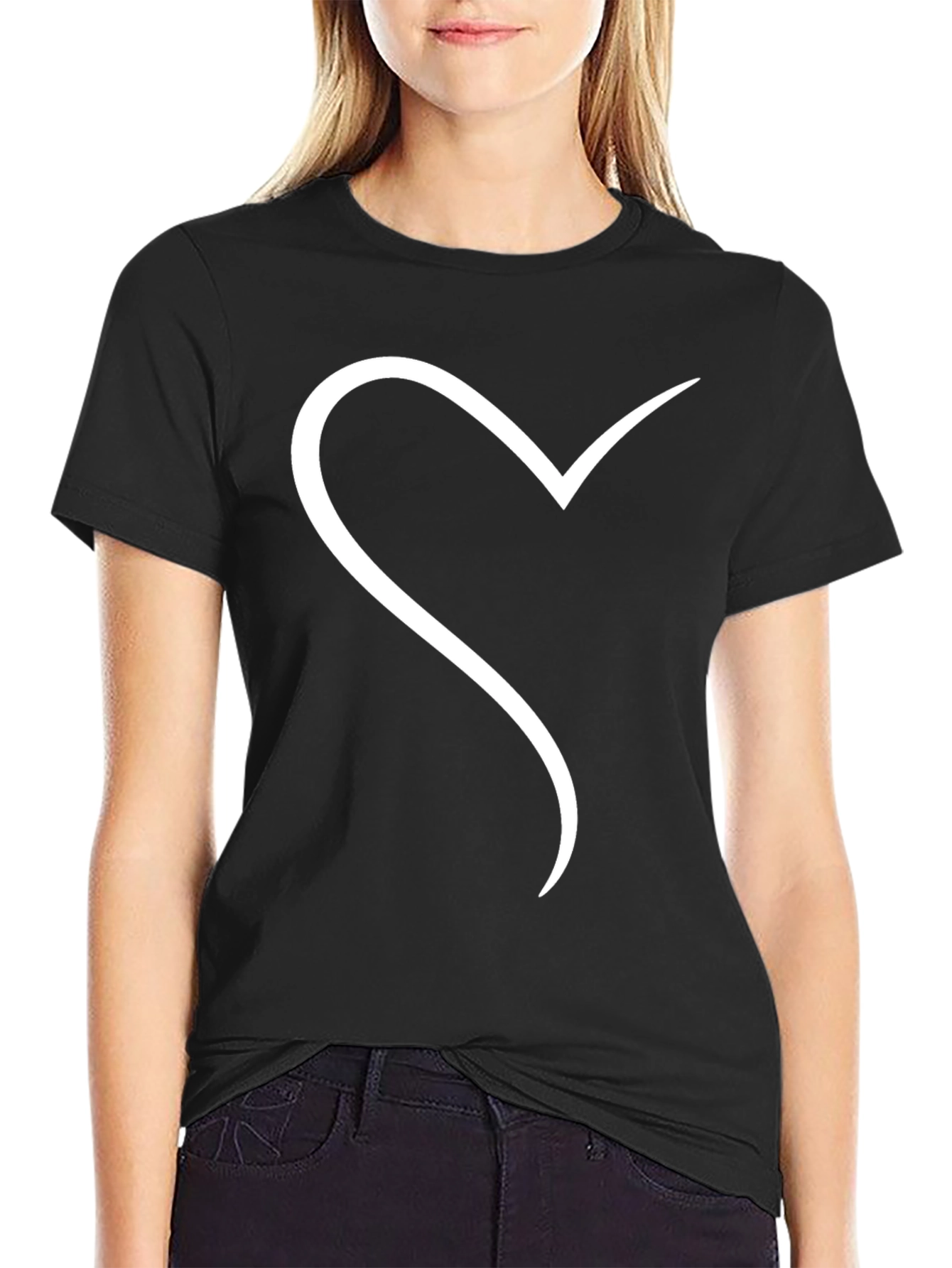 Heart Line Art Black Tee