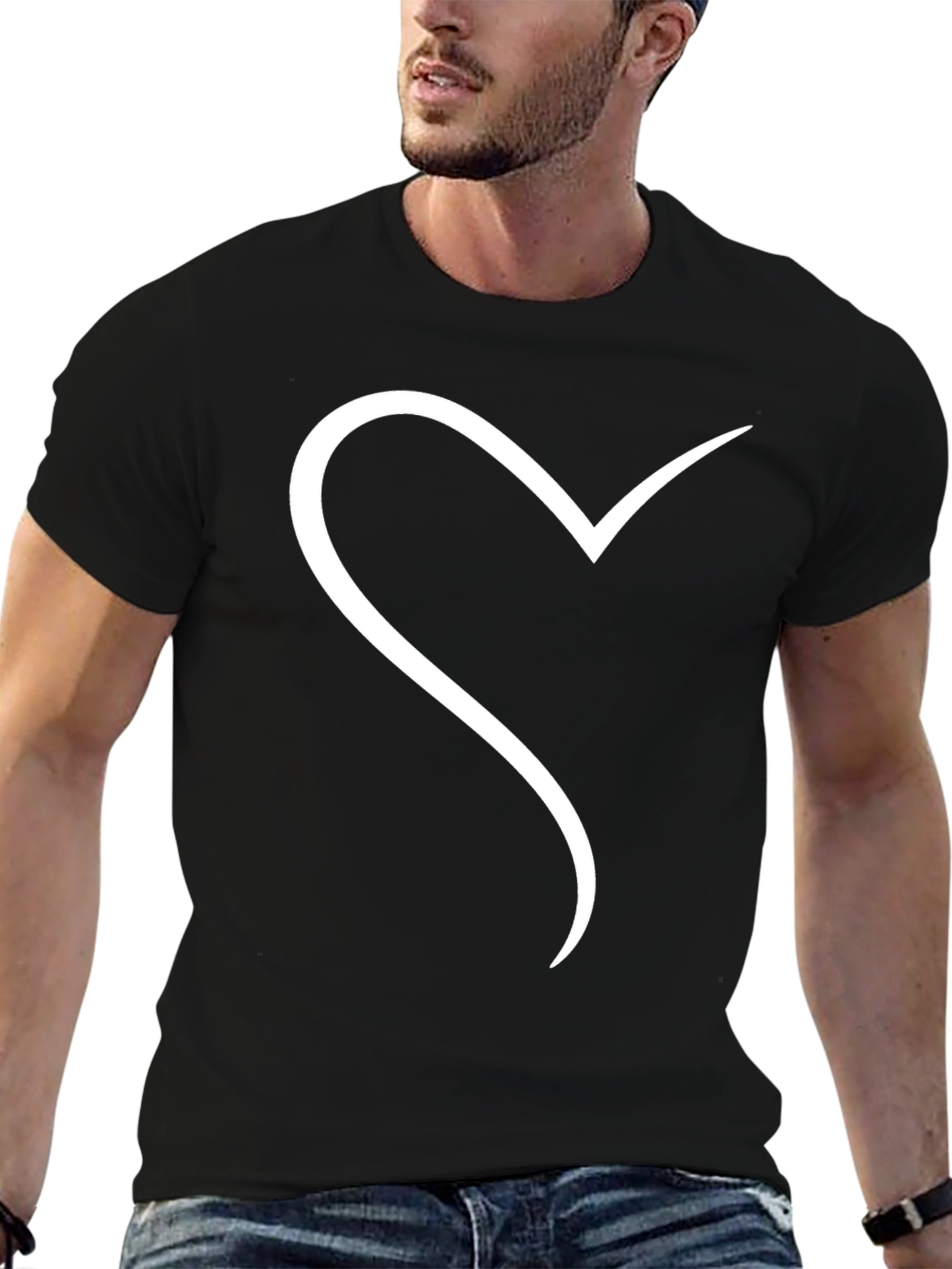 Heart Line Art Black Tee