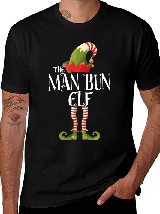 Man Bun Elf Christmas Graphic Tee
