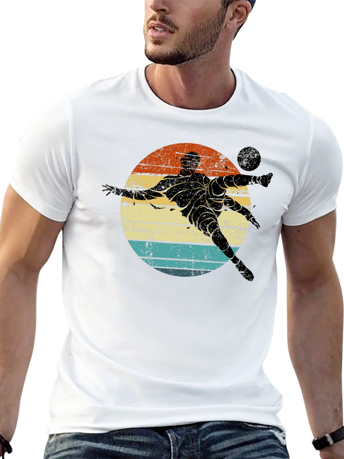 Retro Soccer Player Graphic T-Shirt