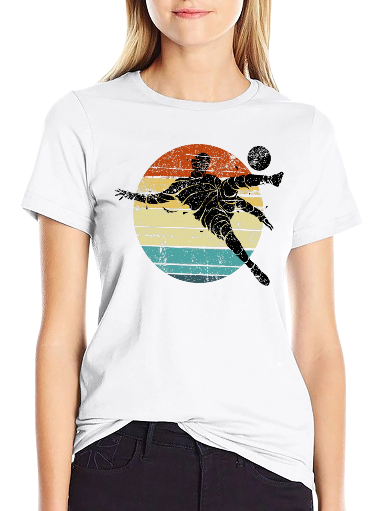 Retro Soccer Player Graphic T-Shirt