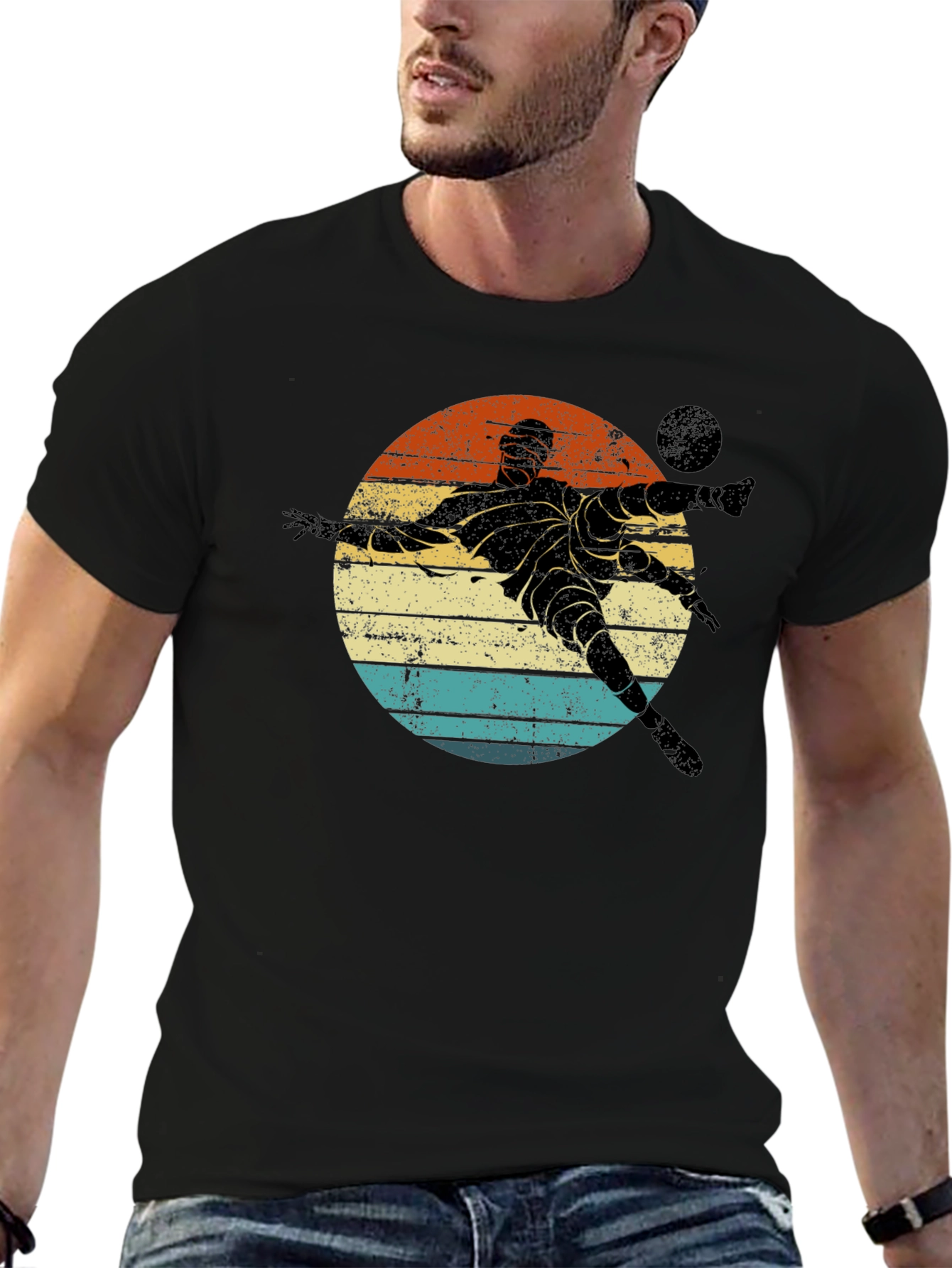 Retro Soccer Player Graphic T-Shirt