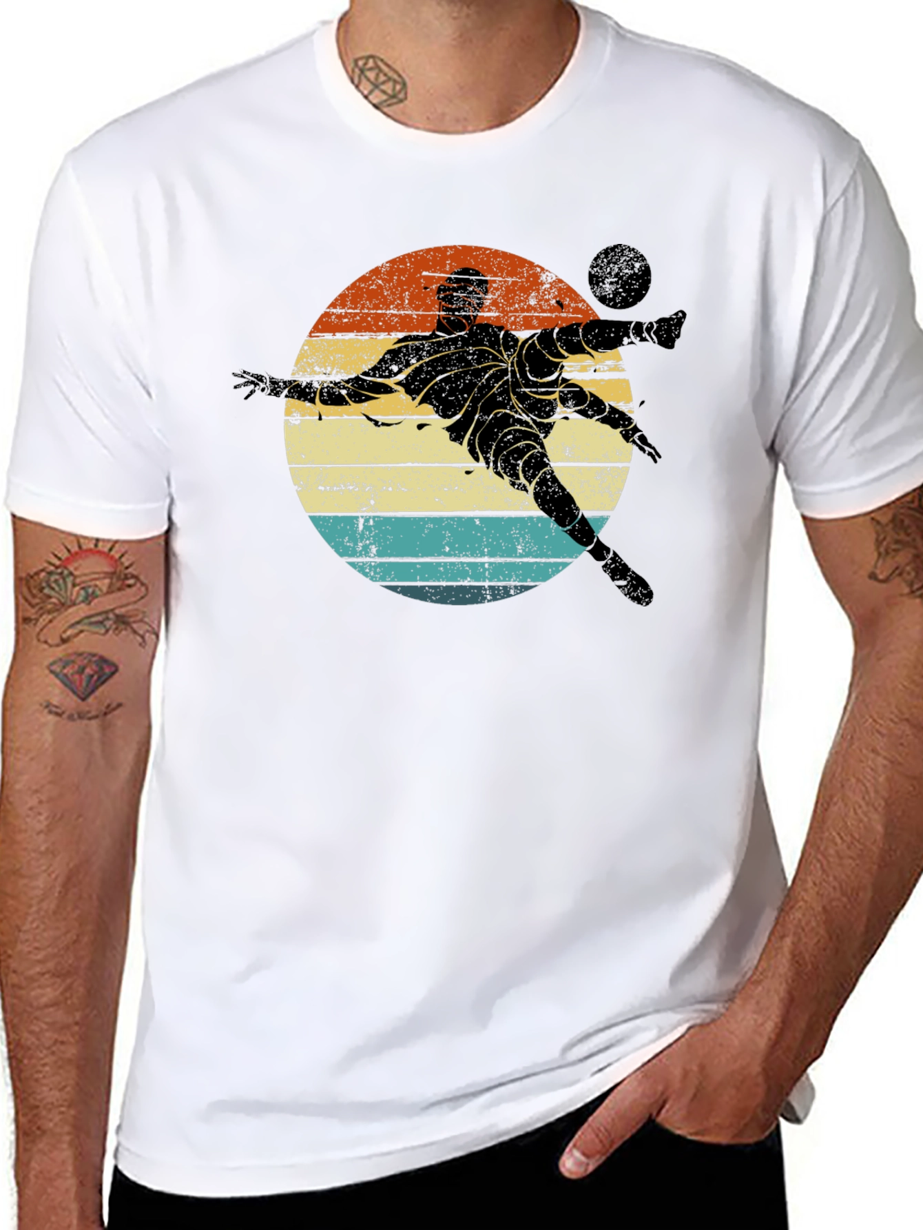 Retro Soccer Player Graphic T-Shirt