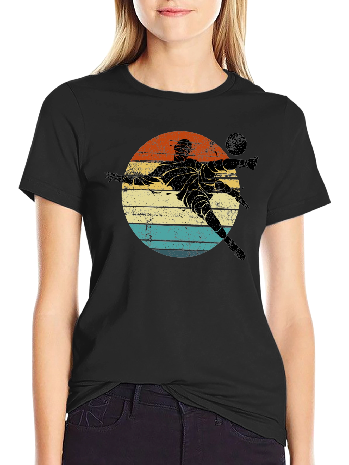 Retro Soccer Player Graphic T-Shirt