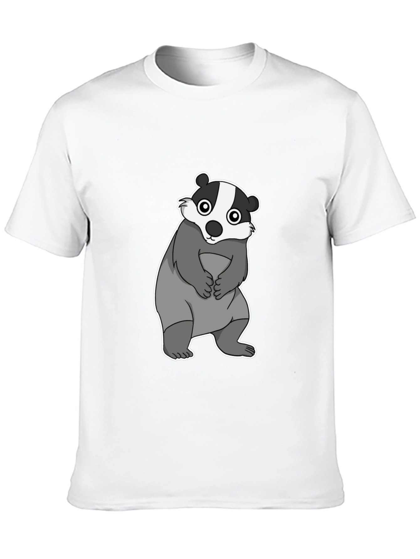 Cartoon Badger Graphic Black T-Shirt