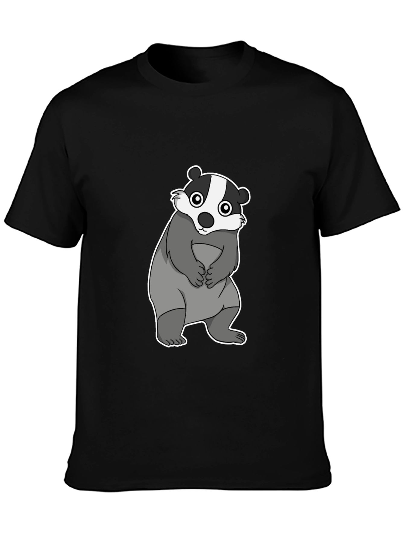 Cartoon Badger Graphic Black T-Shirt
