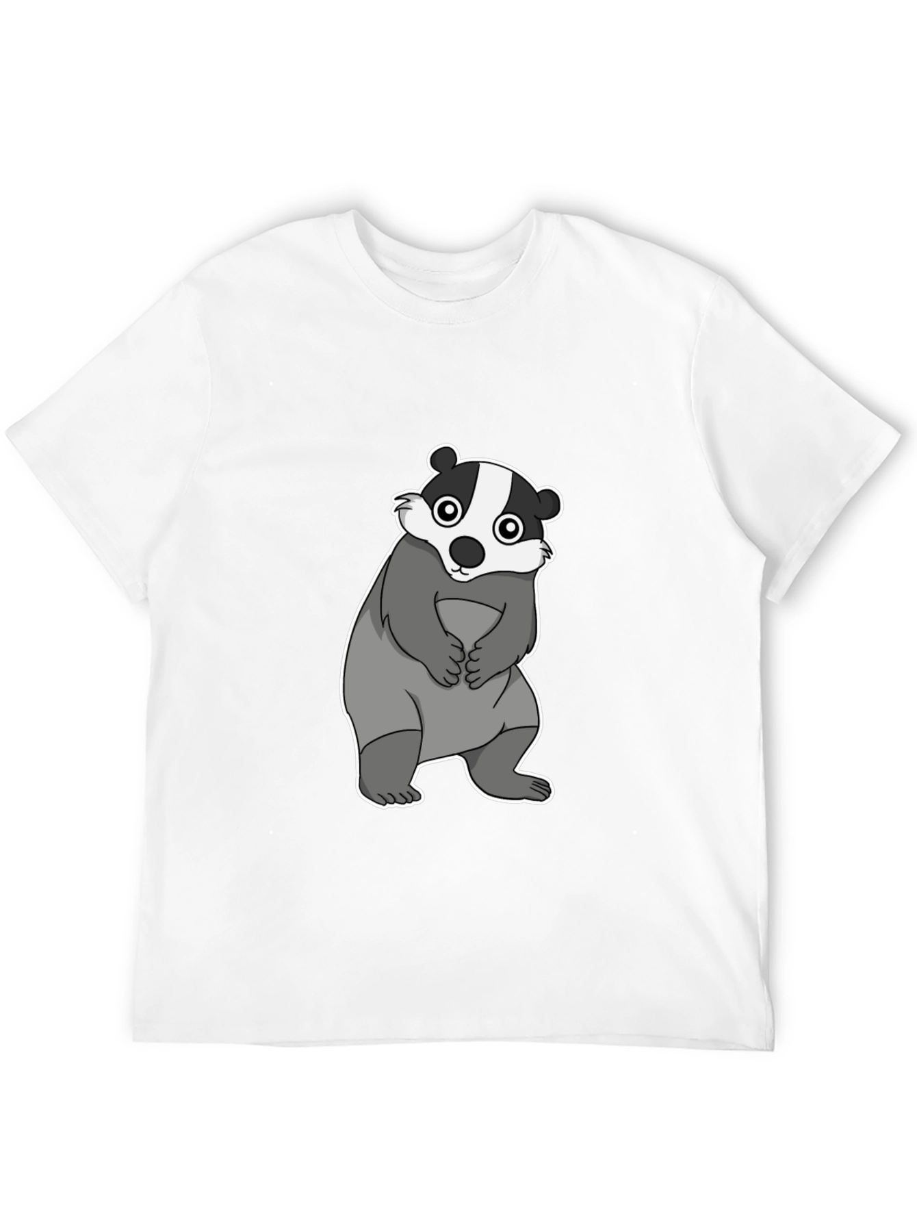 Cartoon Badger Graphic Black T-Shirt
