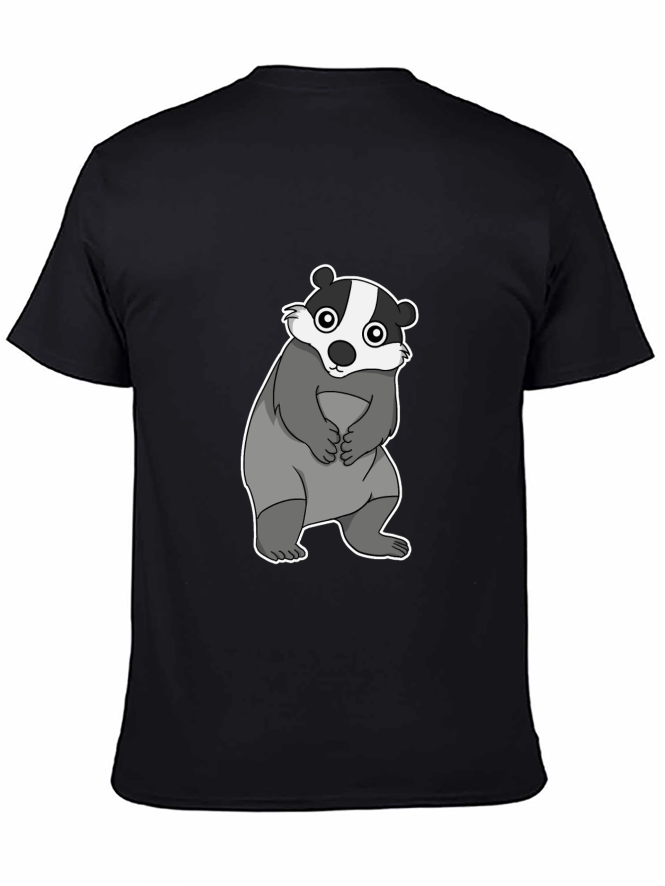 Cartoon Badger Graphic Black T-Shirt