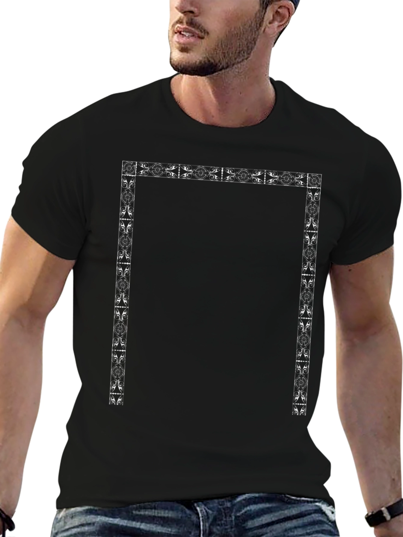 Framed Graphic Print Black T-Shirt