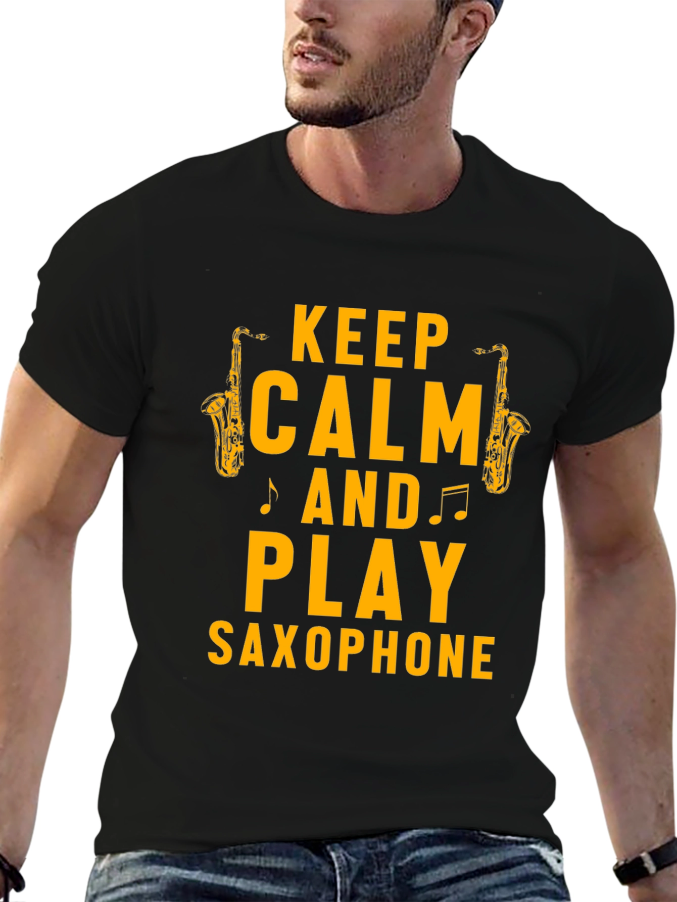 Keep Calm & Play Saxophone Graphic T-Shirt