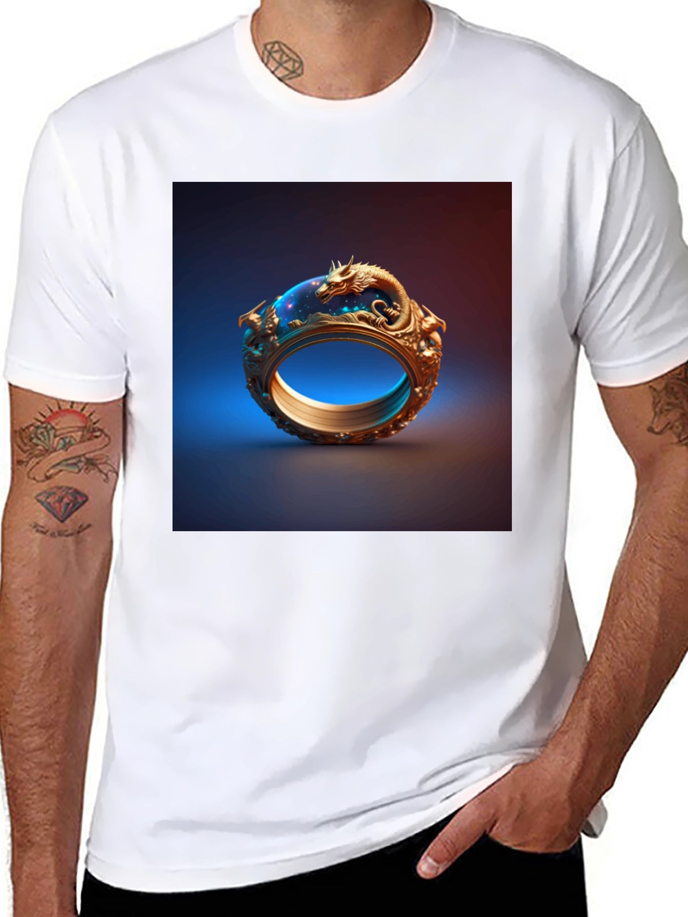 Dragon Ring Graphic Tee - Unique Design