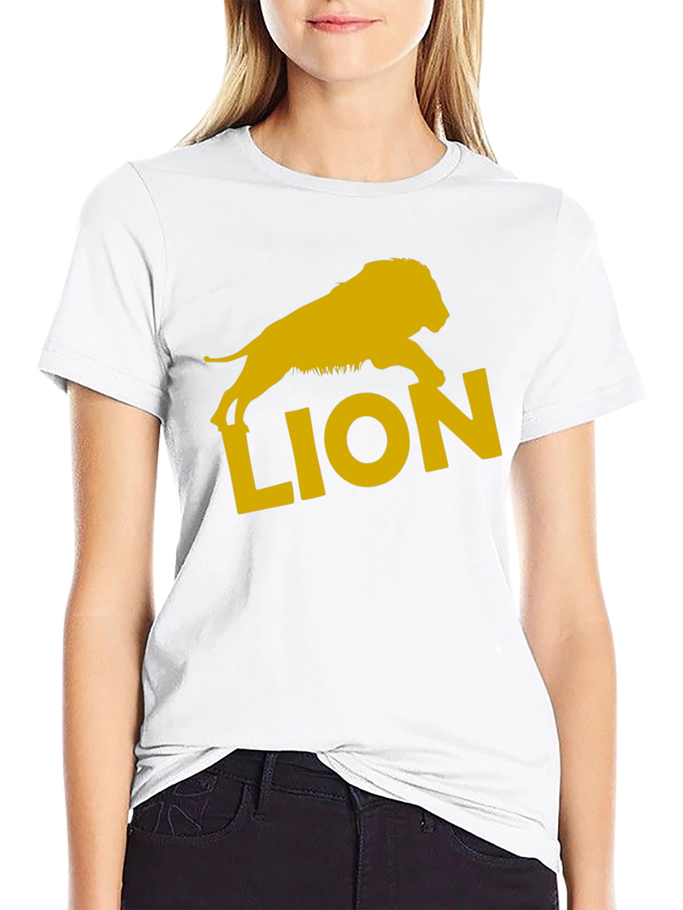 Lion Graphic Tee - Black Cotton T-Shirt