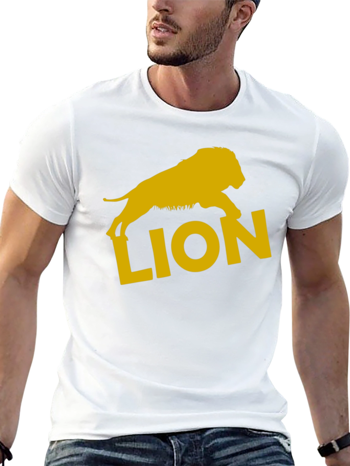 Lion Graphic Tee - Black Cotton T-Shirt