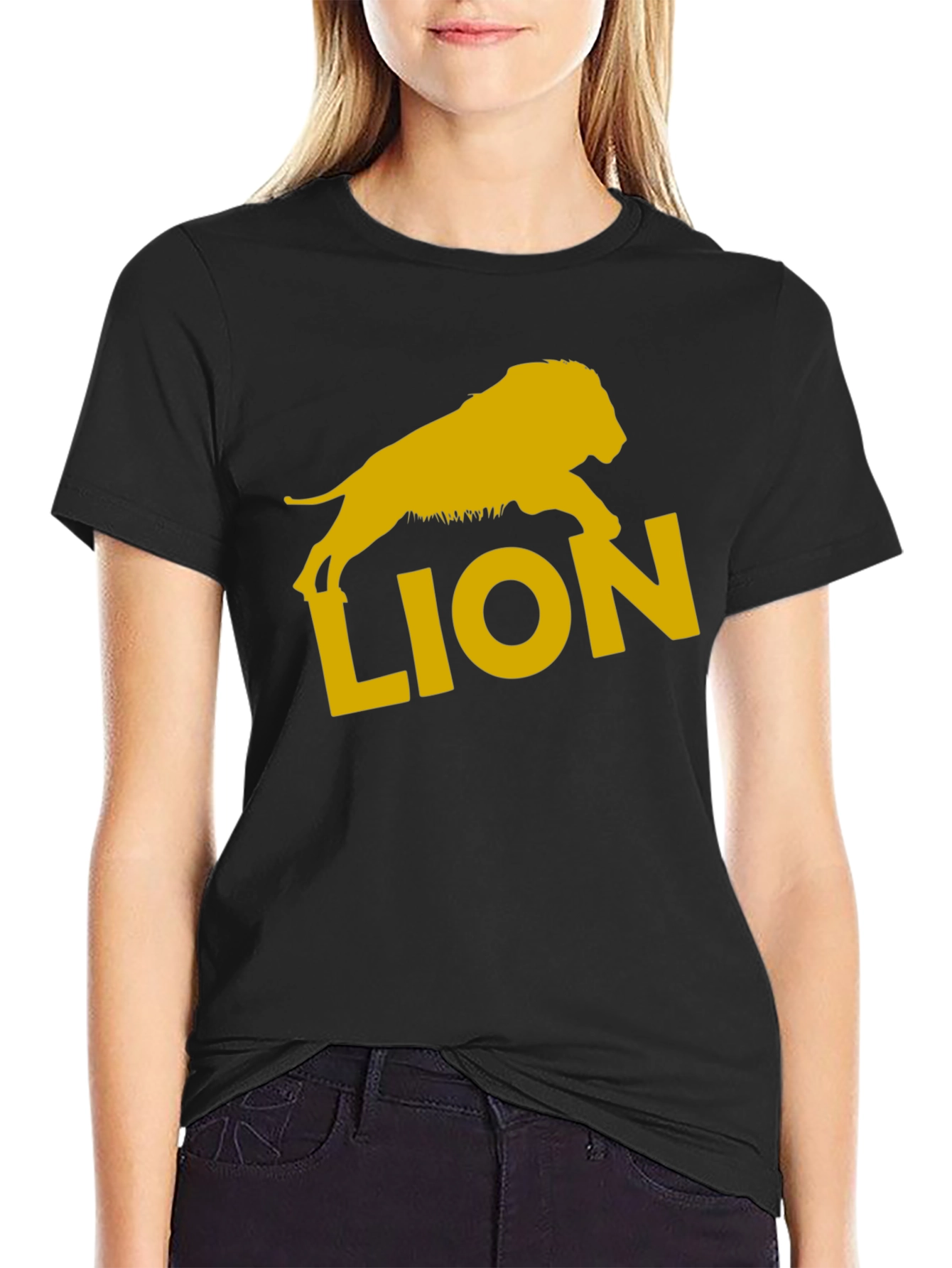 Lion Graphic Tee - Black Cotton T-Shirt