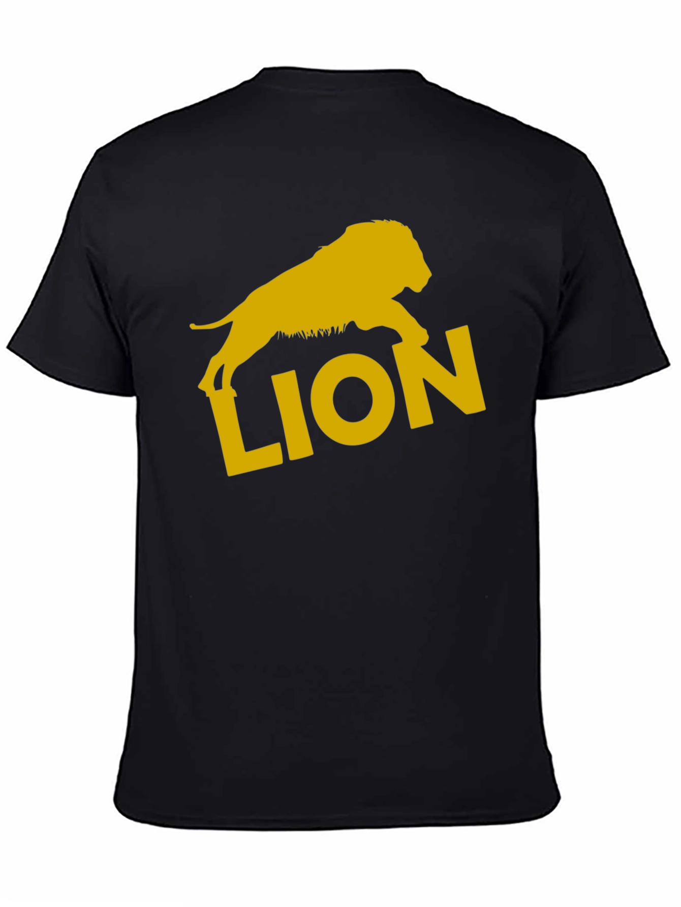 Lion Graphic Tee - Black Cotton T-Shirt