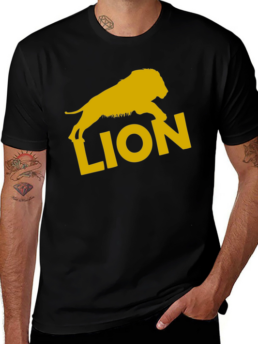 Lion Graphic Tee - Black Cotton T-Shirt