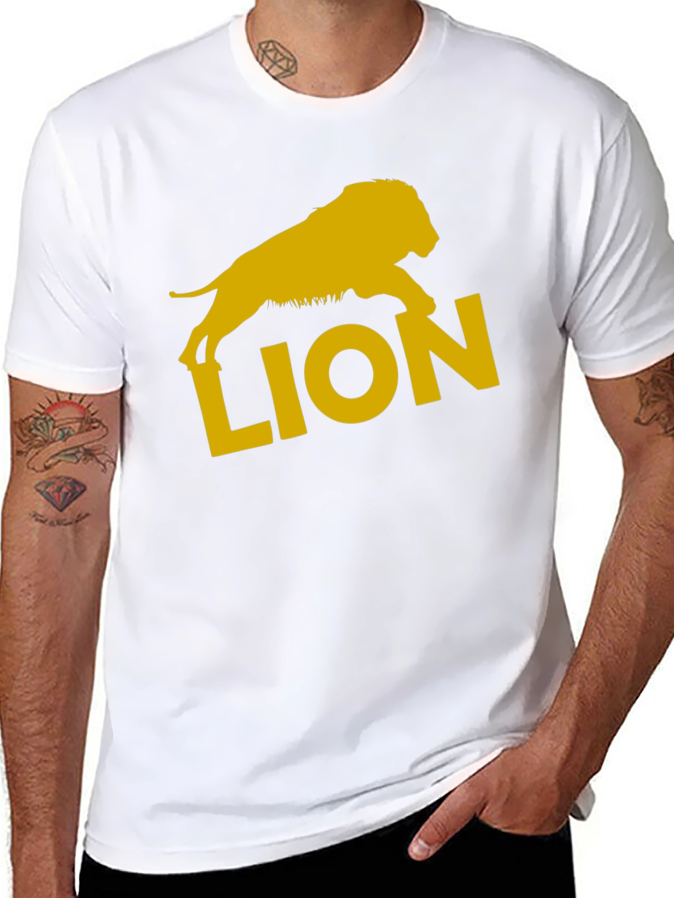 Lion Graphic Tee - Black Cotton T-Shirt