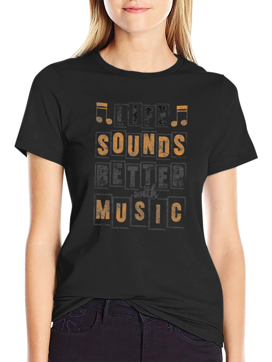 Life Sounds Better with Music Black Graphic Tee