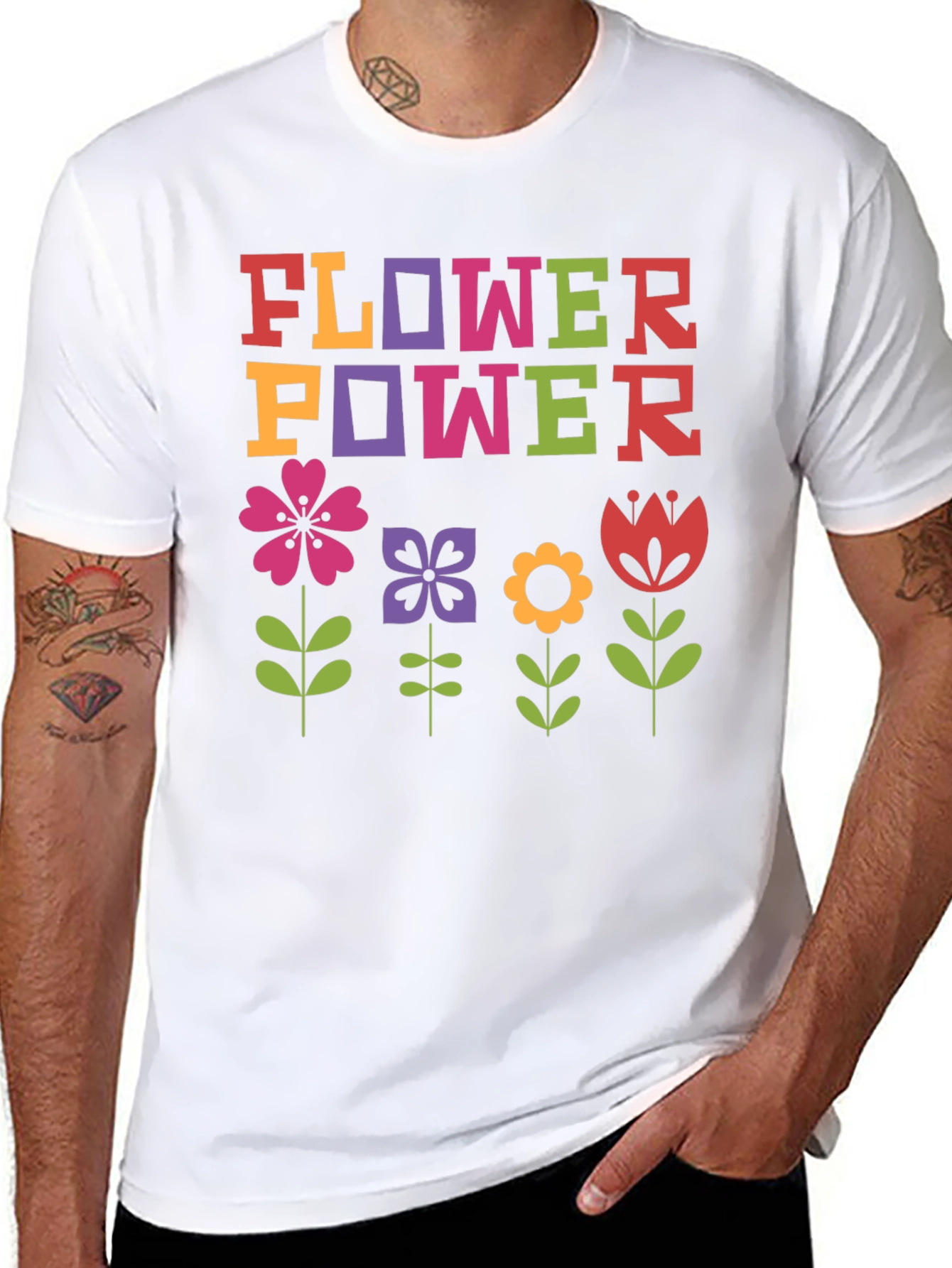 Flower Power Graphic Tee - Retro Style Shirt
