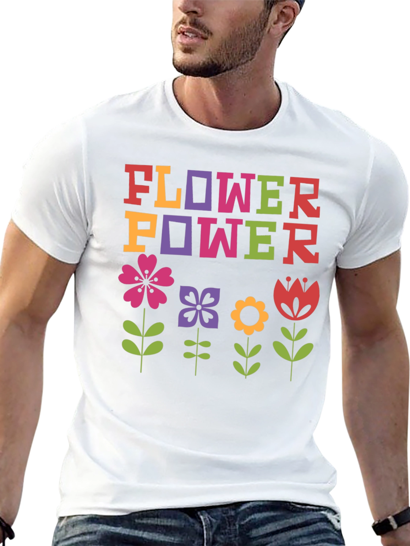 Flower Power Graphic Tee - Retro Style Shirt