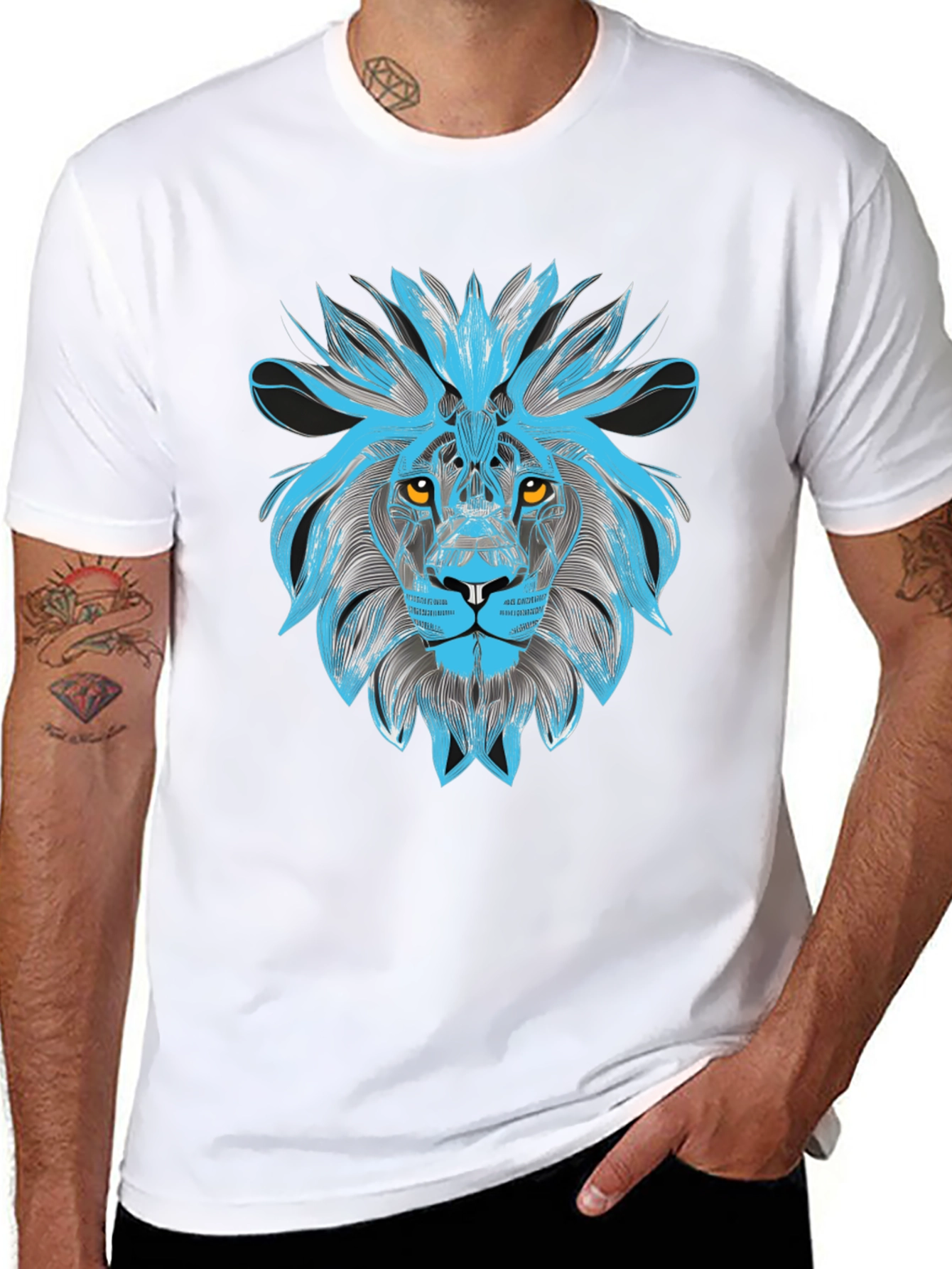 Lion Graphic Print Crew Neck T-Shirt
