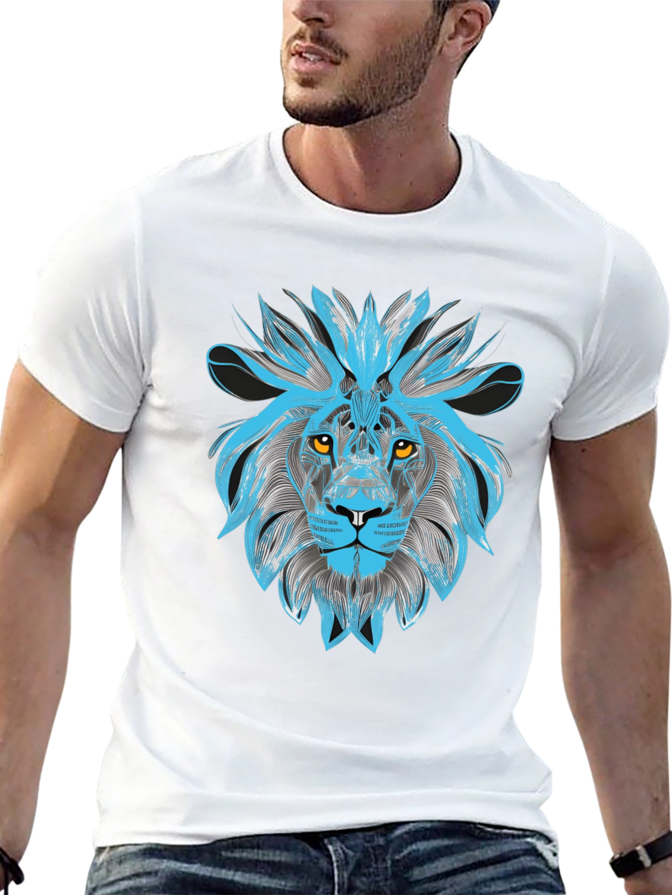 Lion Graphic Print Crew Neck T-Shirt