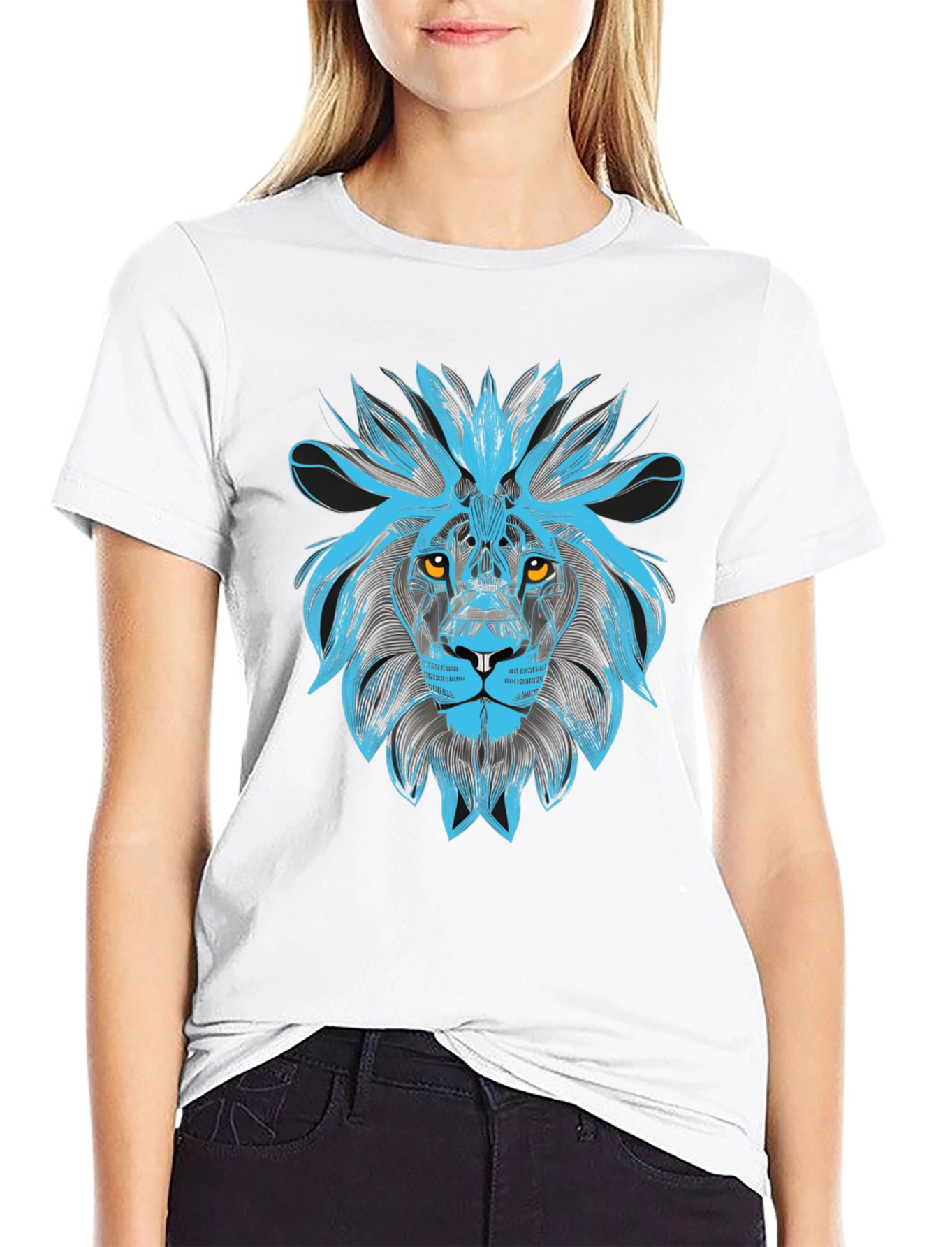 Lion Graphic Print Crew Neck T-Shirt