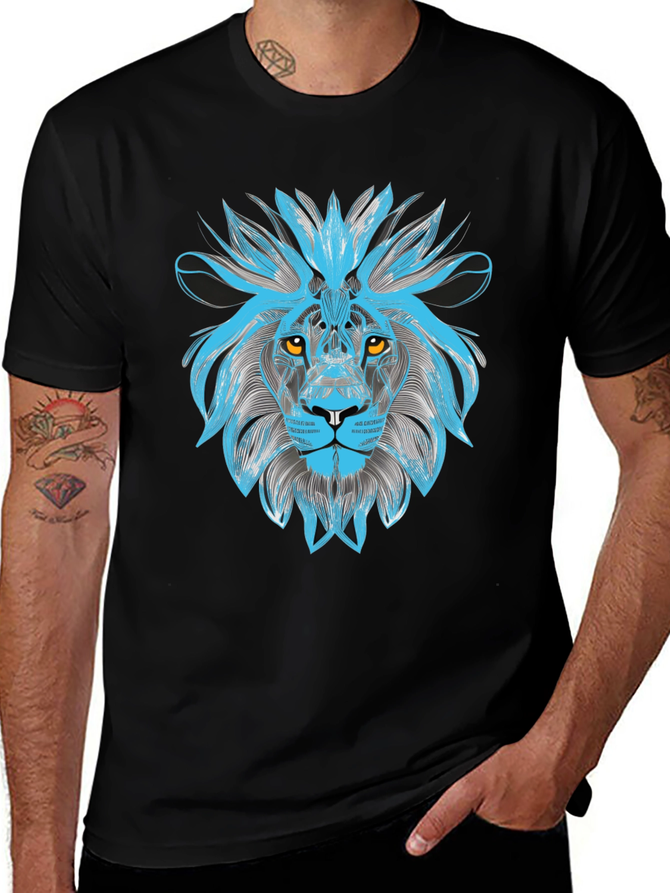Lion Graphic Print Crew Neck T-Shirt
