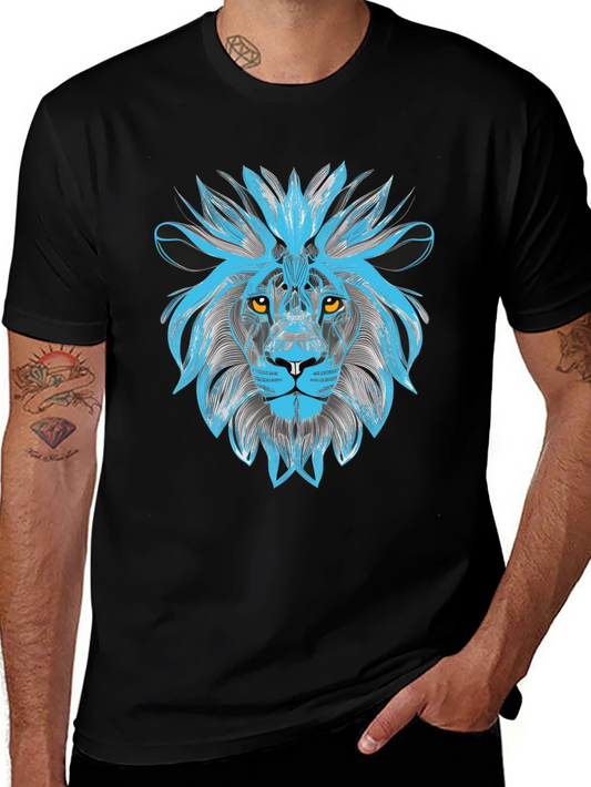 Lion Graphic Print Crew Neck T-Shirt