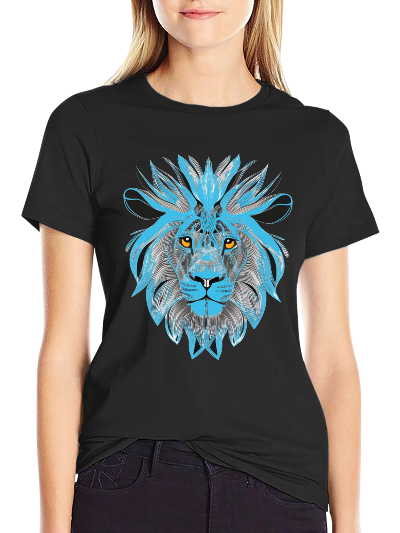 Lion Graphic Print Crew Neck T-Shirt